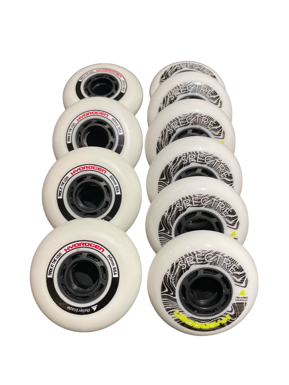 Rollerblade Hydrogen Arc Frame Inline Skate Wheel Set 76/80mm 85a - Set Of 10 - Image 2