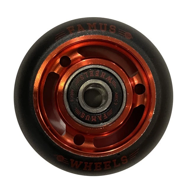Famus Metal Core Black/Red Wheels With Bearings 60mm 90a - Set Of Four