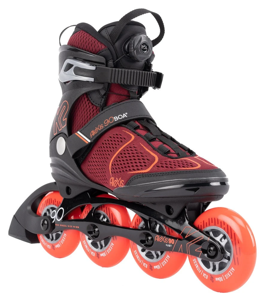 K2 Alexis 90 Boa Women's Inline Skates - Burgundy/Orange