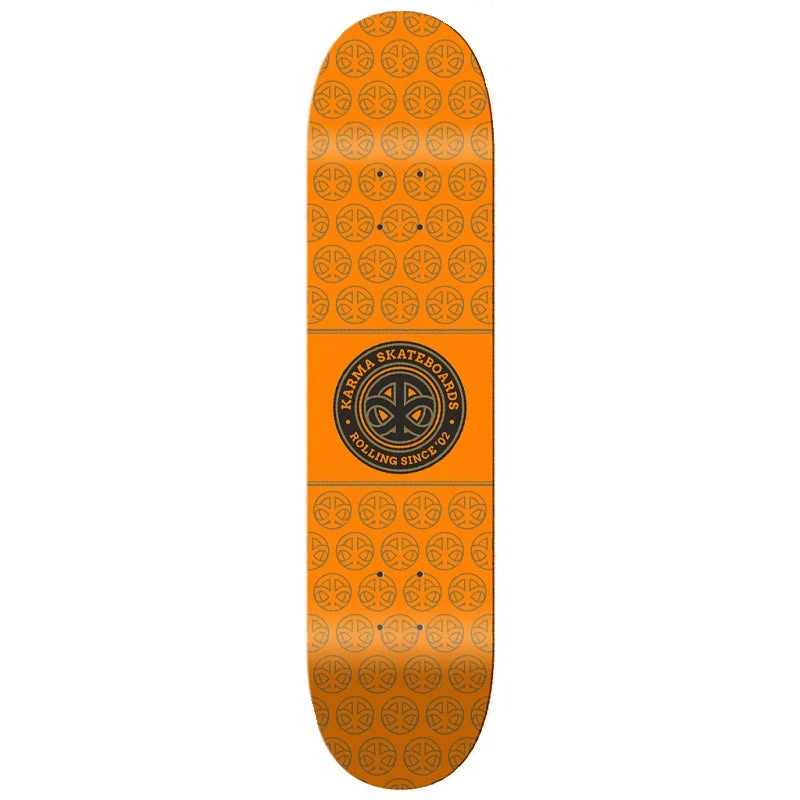 Karma Logo Seal Orange Skateboard Deck - 8.25"