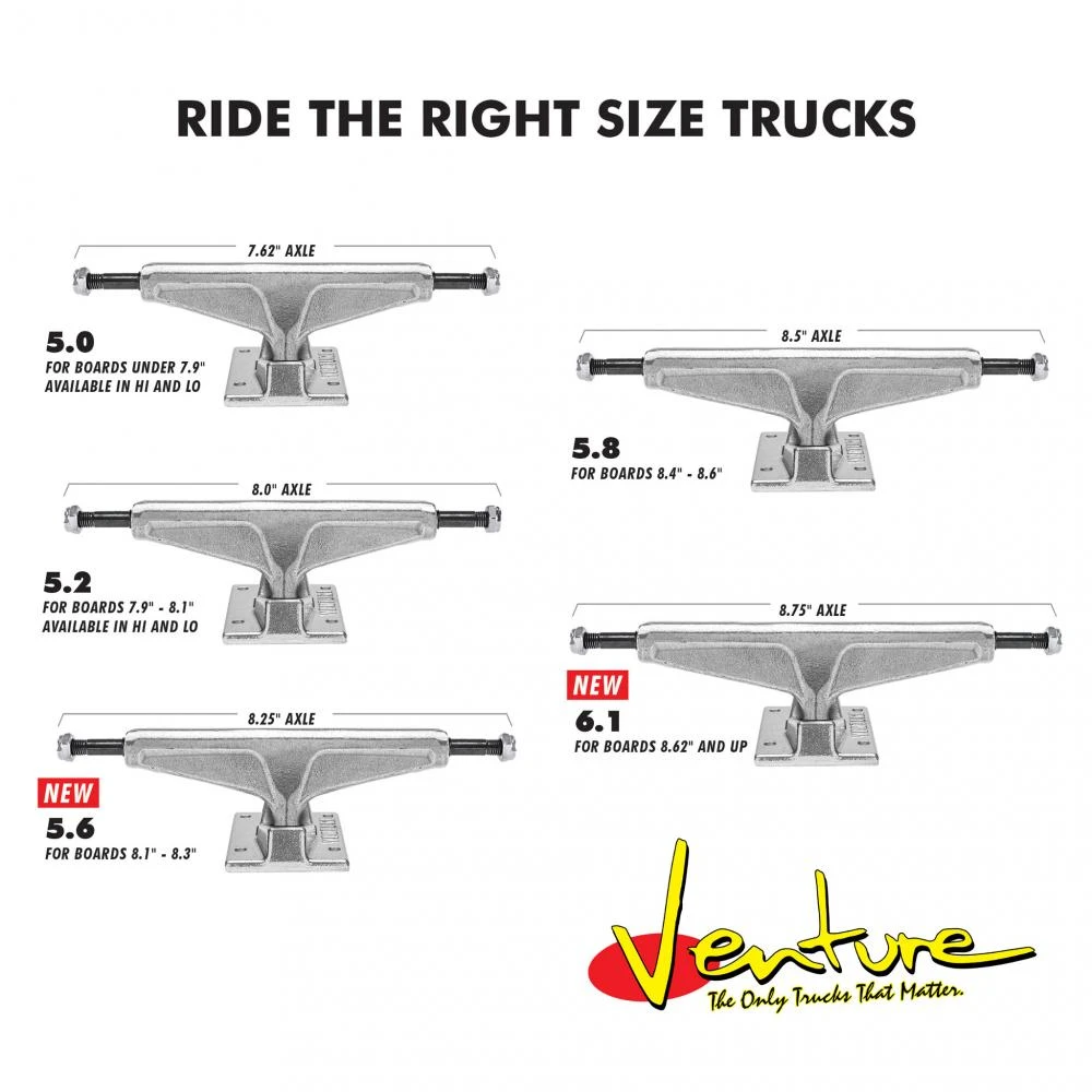 Venture All Polished Skateboard Trucks Low - 5.0 - Image 3